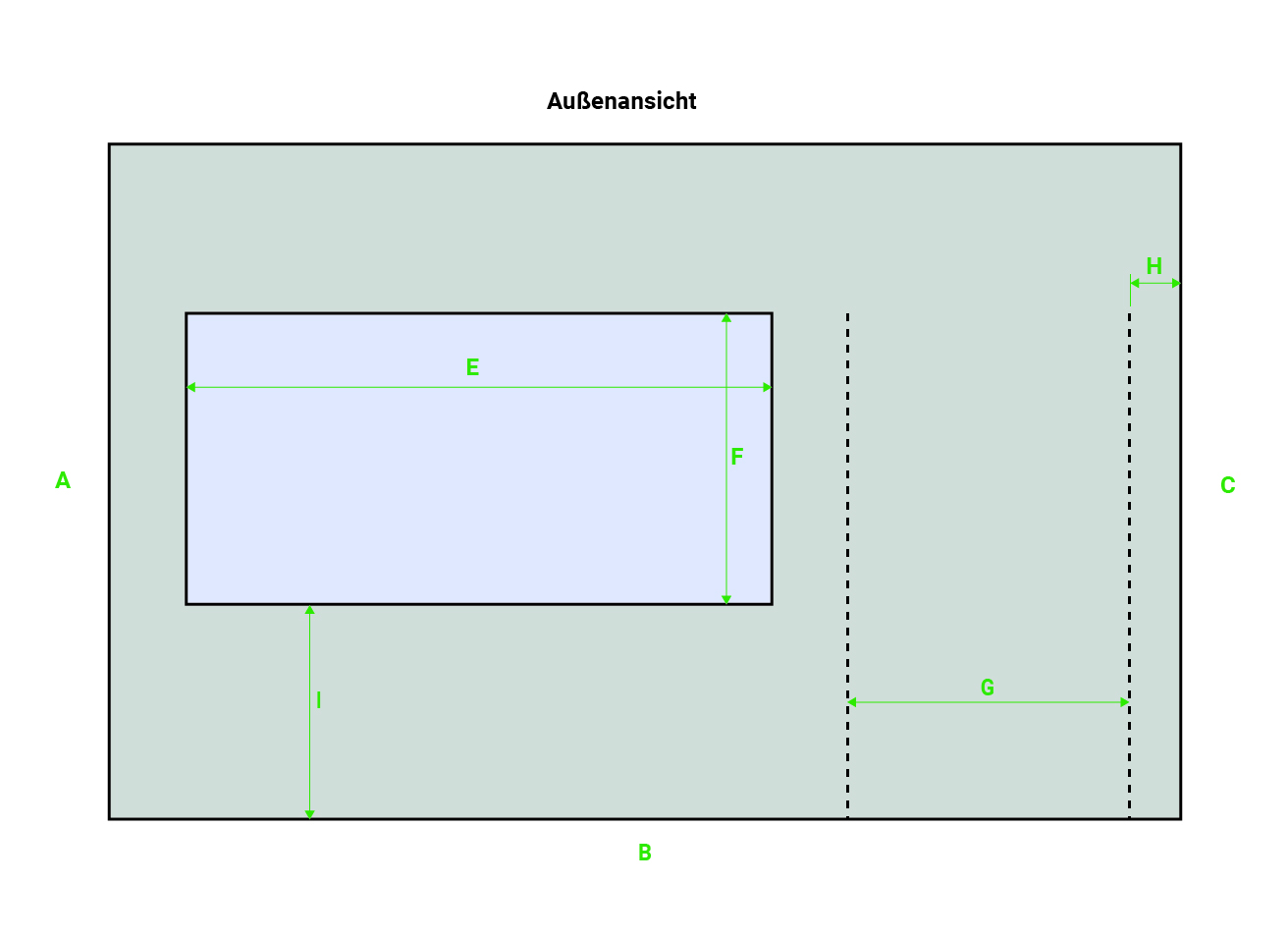 1 Tür 1 Fenster, Tür rechts, Fenster links