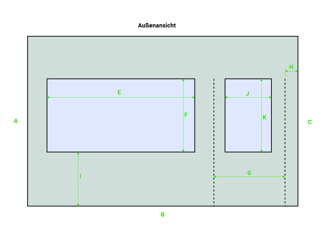 1 Tür 1 Fenster, Tür rechts, Fenster links, Mit Fenster in der Tür